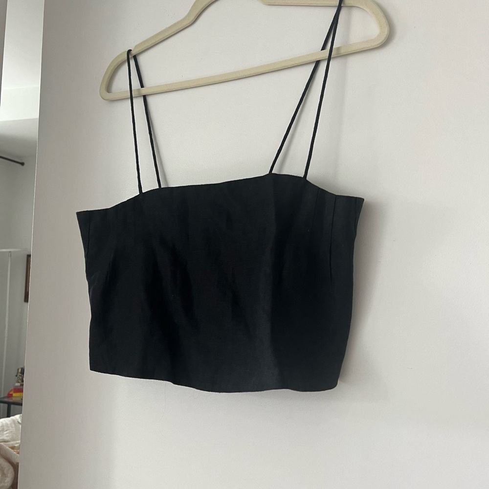 Elegant Linen Black Women's Top